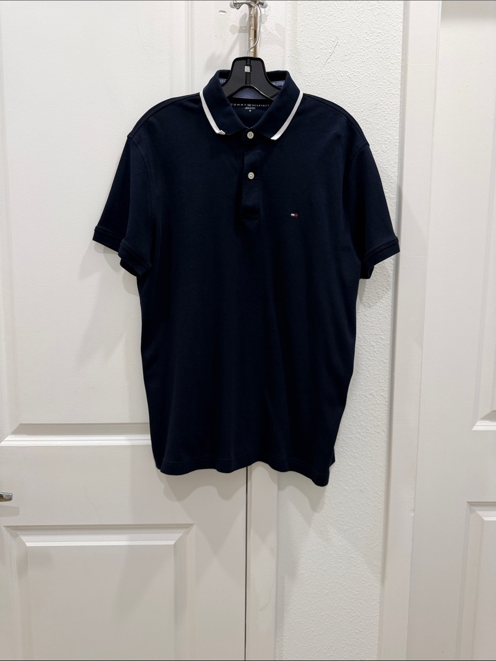 Tommy Hilfiger Navy Polo with White Collar Trim